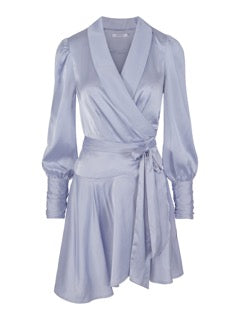 Farah Satin Wrap Dress - Orchid Magenta