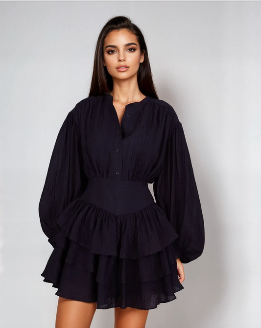 Alaya Mini Ruffle Dress - Grain Marine