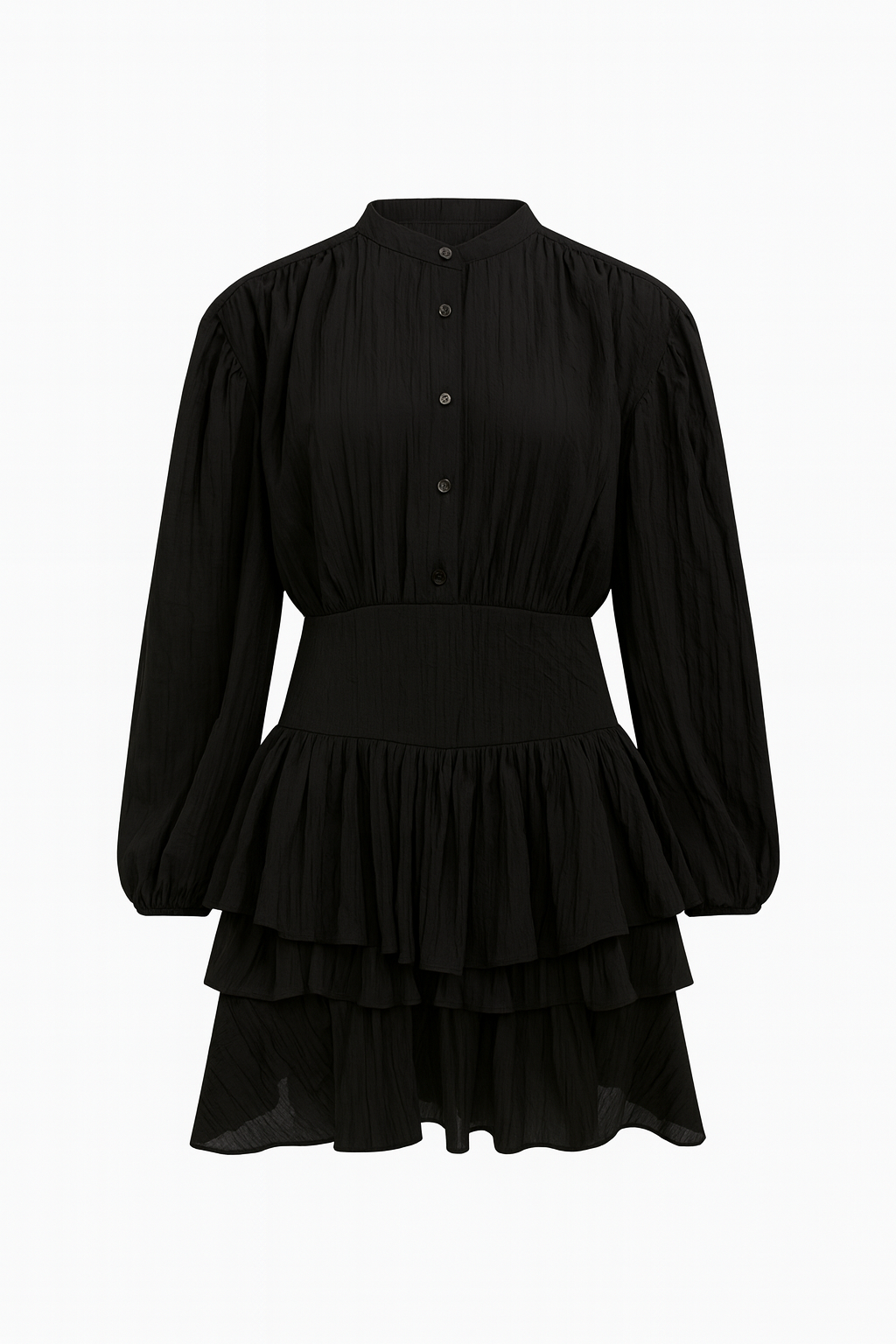 Alaya Mini Ruffle Dress - Onyx