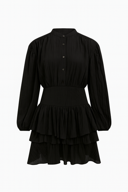 Alaya Mini Ruffle Dress - Onyx