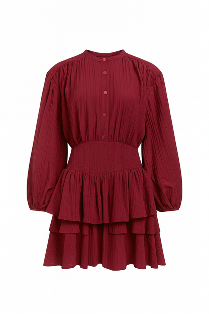 Alaya Mini Ruffle Dress - Mulberry