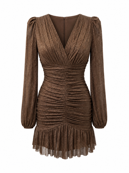 Layana Frill Mini Dress - Radiant Cocoa