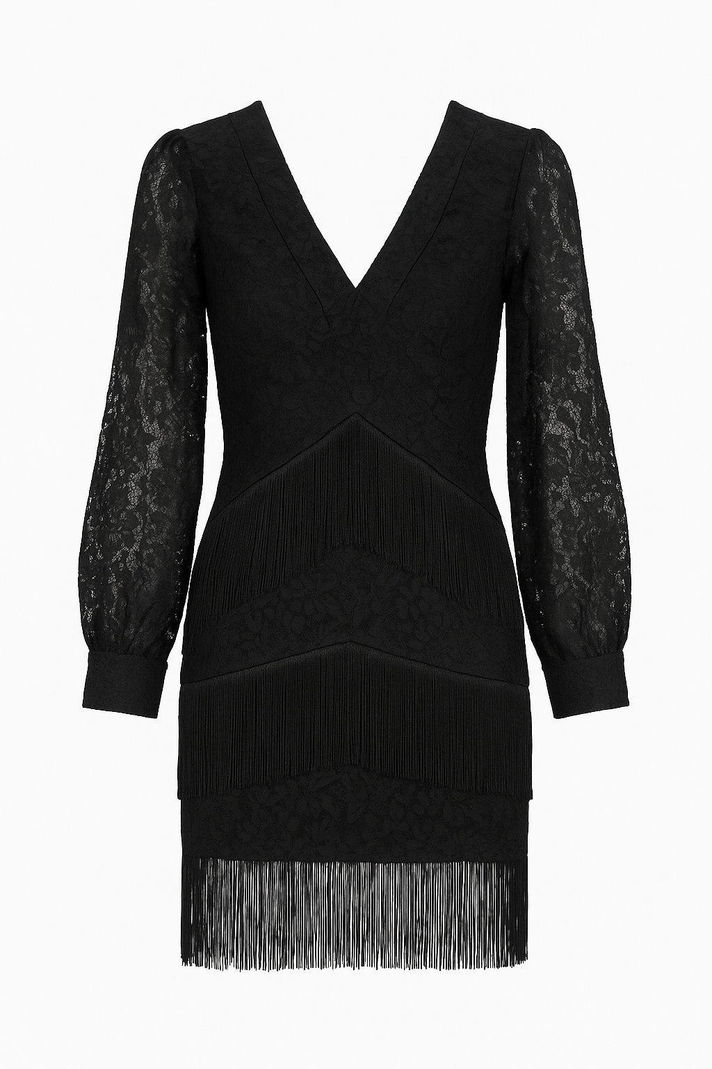 Valerie Fringe Mini Dress - Regal Onyx