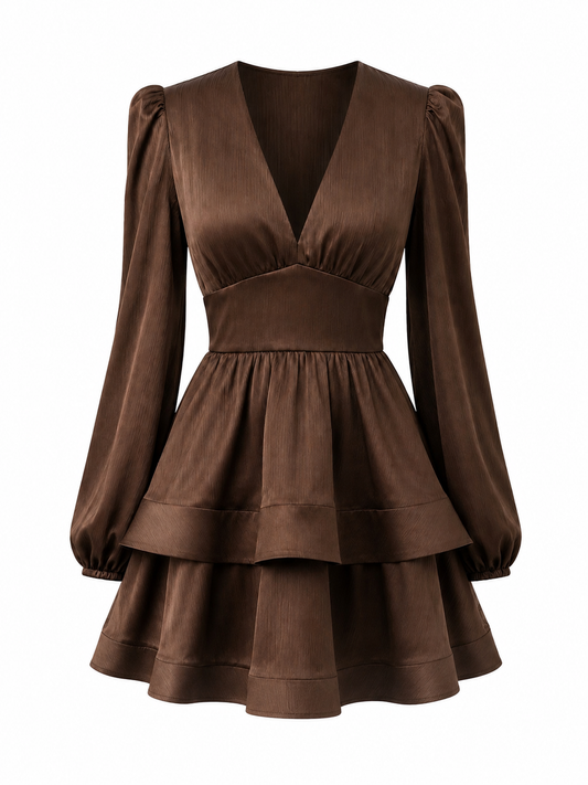Kayani Willow Ruffle Dress - Cacao
