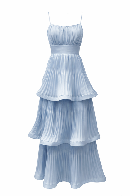 Chloe Wave Gown Dress - Sky Azure