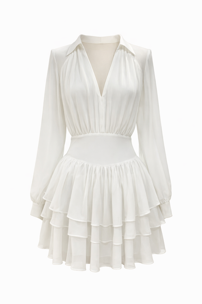 Romey Mini Ruffle Dress - Snow Flake