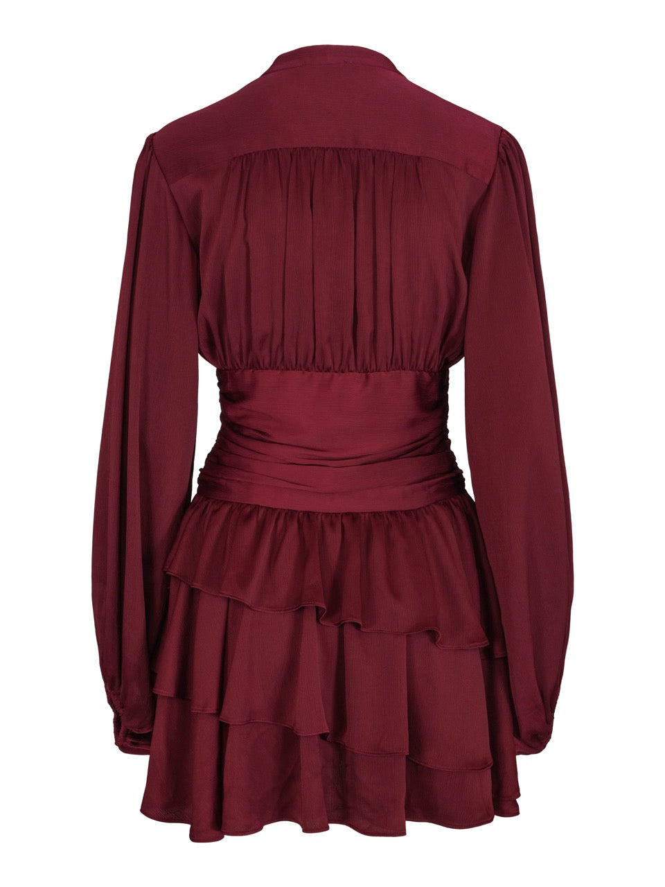 Nadine Belted Ruffle Dress - Mulberry