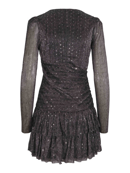 Candice Mini Gown Dress - Glittering Silvery