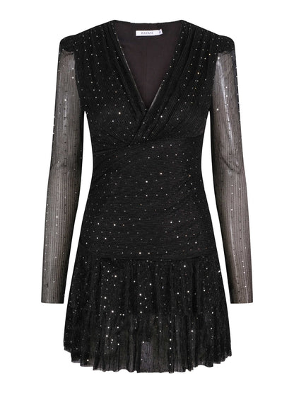 Candice Mini Gown Dress - Glittering Onyx