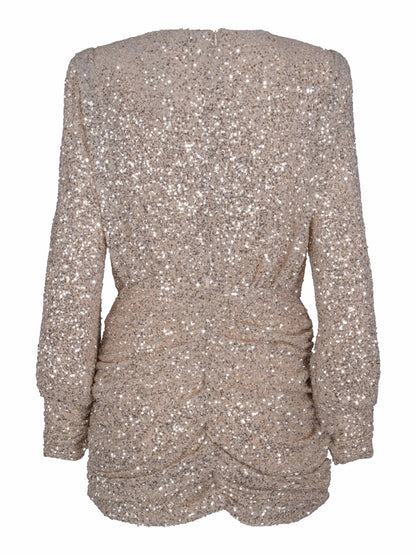 Serina Sequin Mini Gown Dress -Golden Sparkle