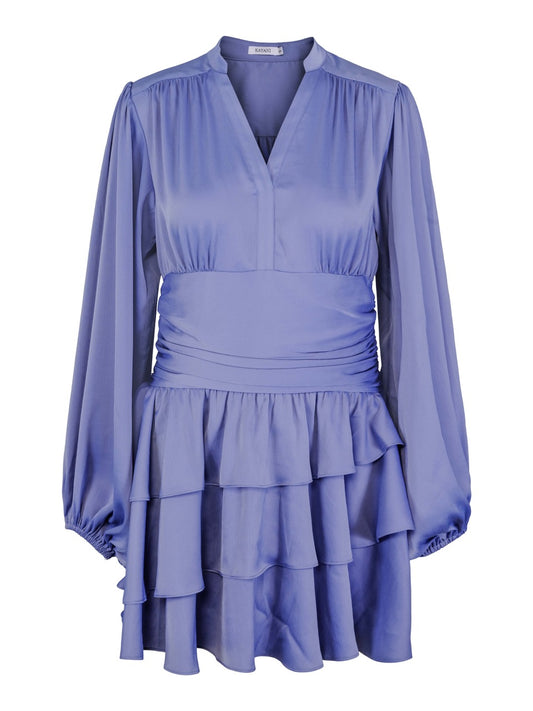 Nadine Belted Ruffle Dress - Dreamy Azure