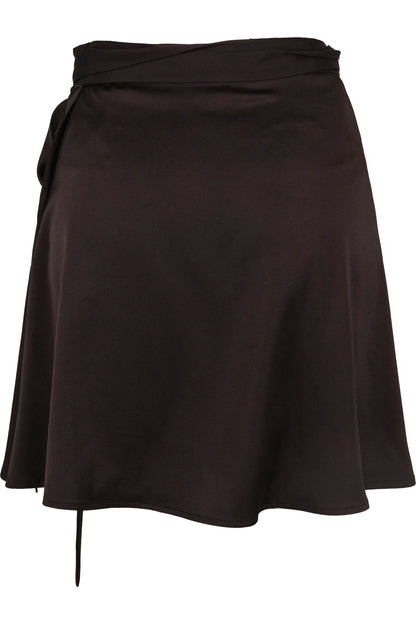 Dina Satin Mini Skirt Shiny Onyx