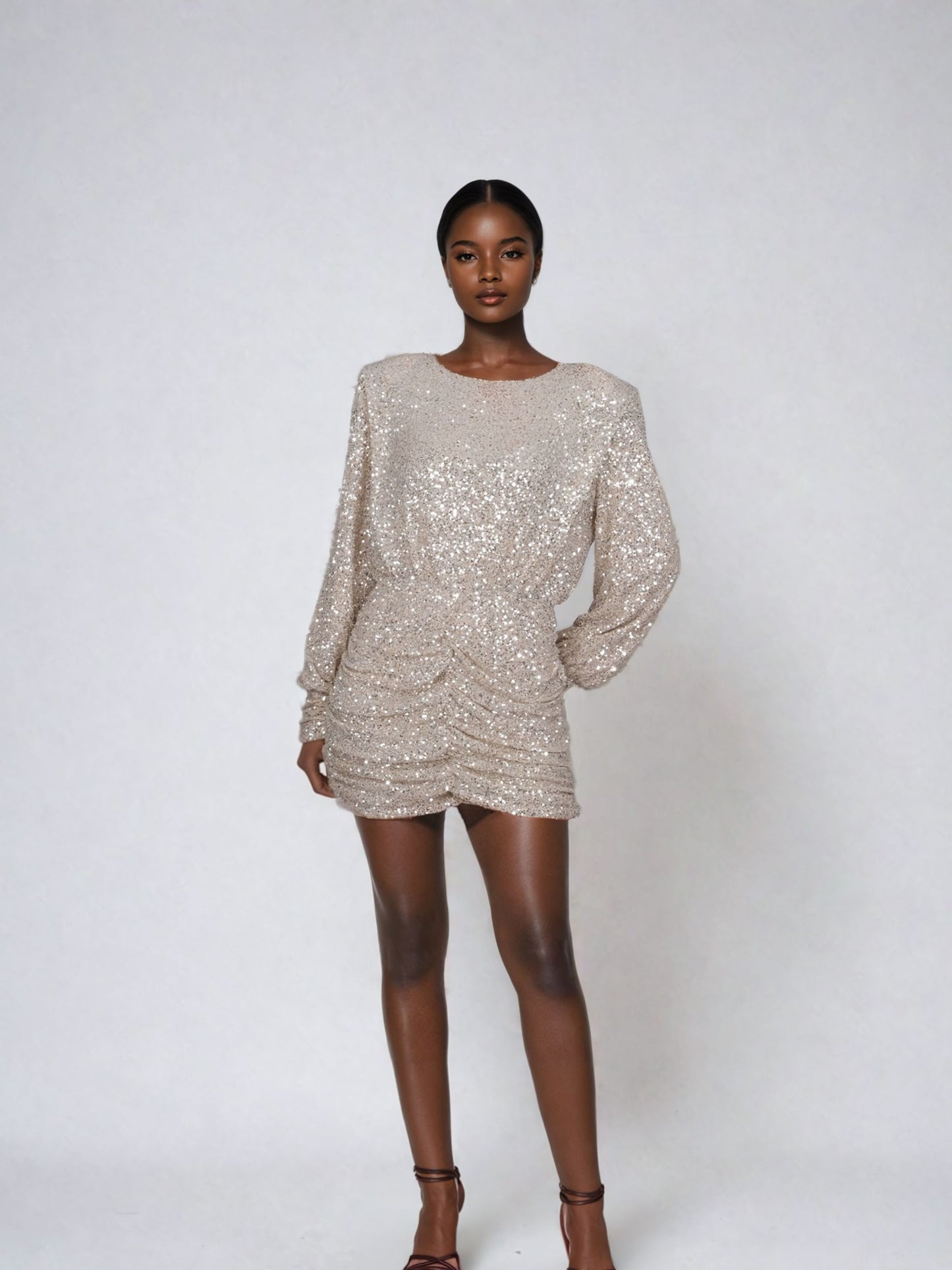 Serina Sequin Mini Gown Dress -Golden Sparkle