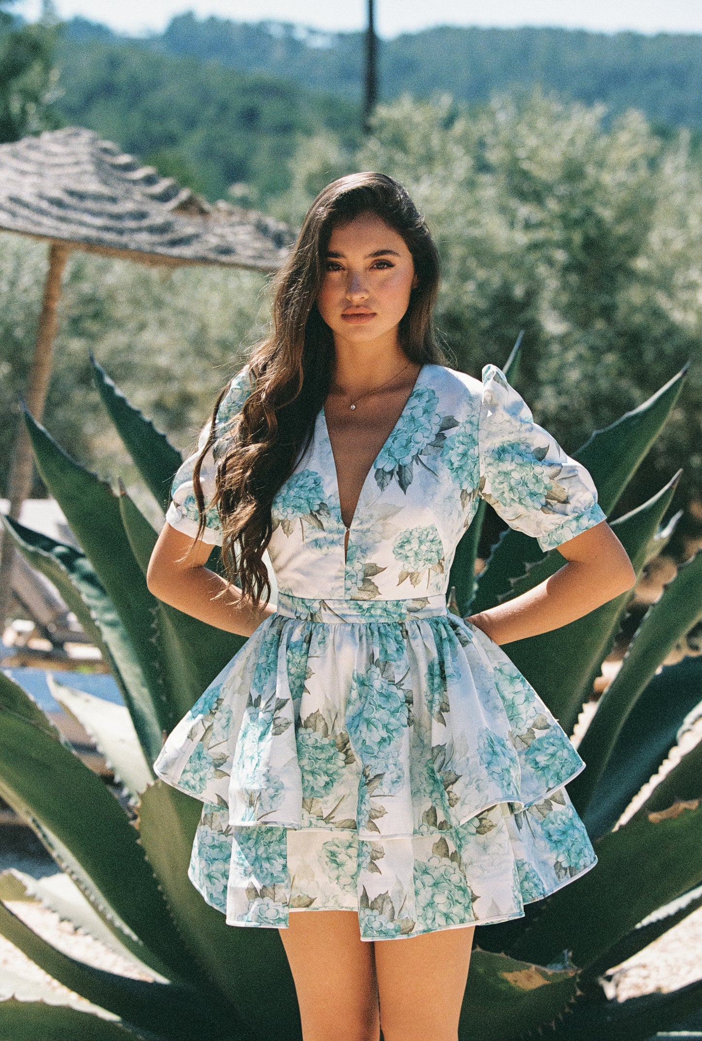 Eliana Mini Maze Dress - Verdant Flower Garden