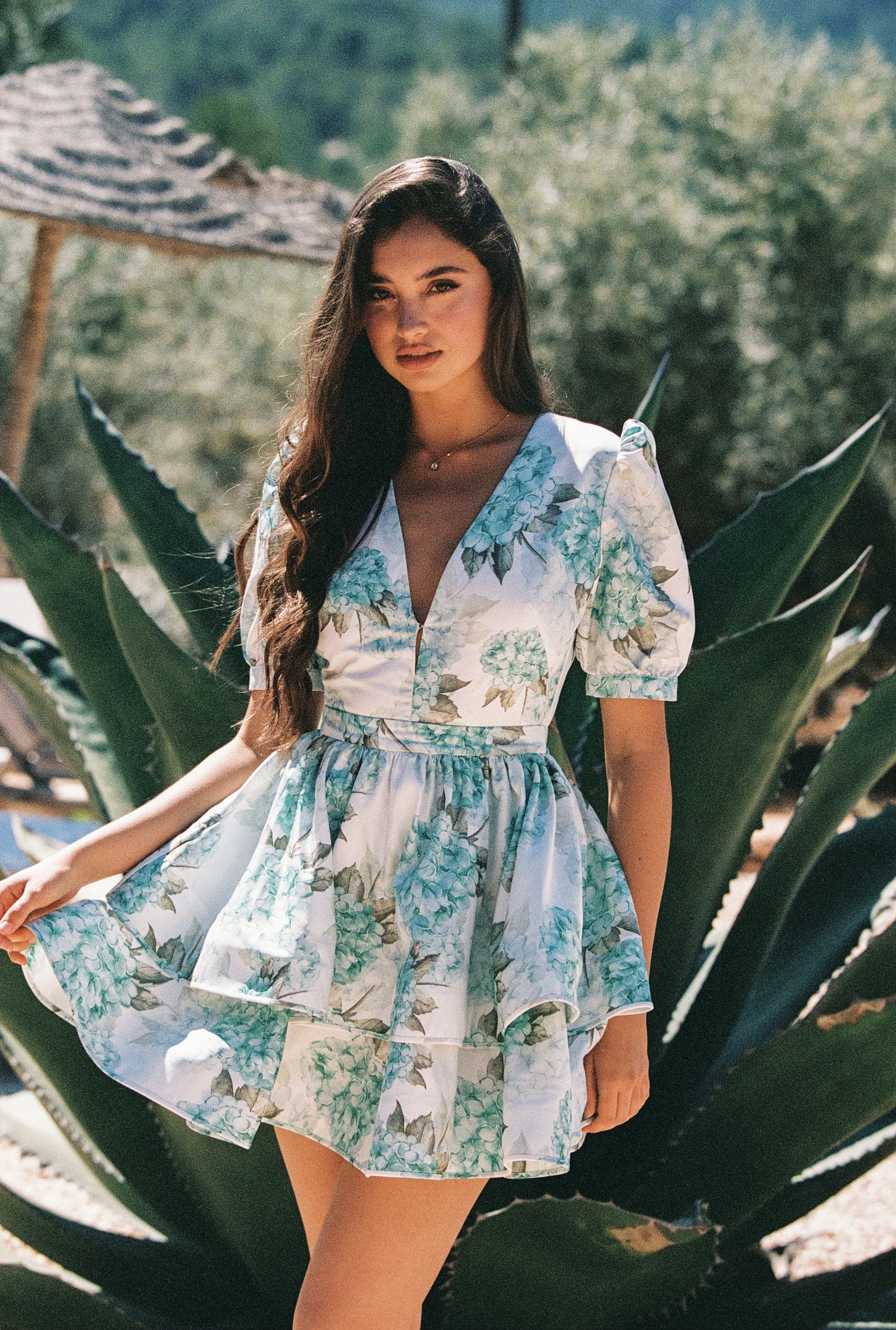 Eliana Mini Maze Dress - Verdant Flower Garden