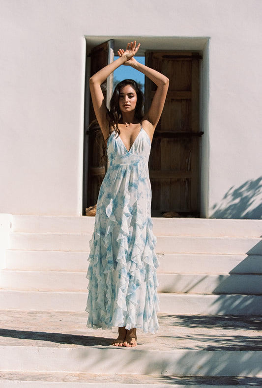 Aria Ruffle Dress - Dreamy Azure