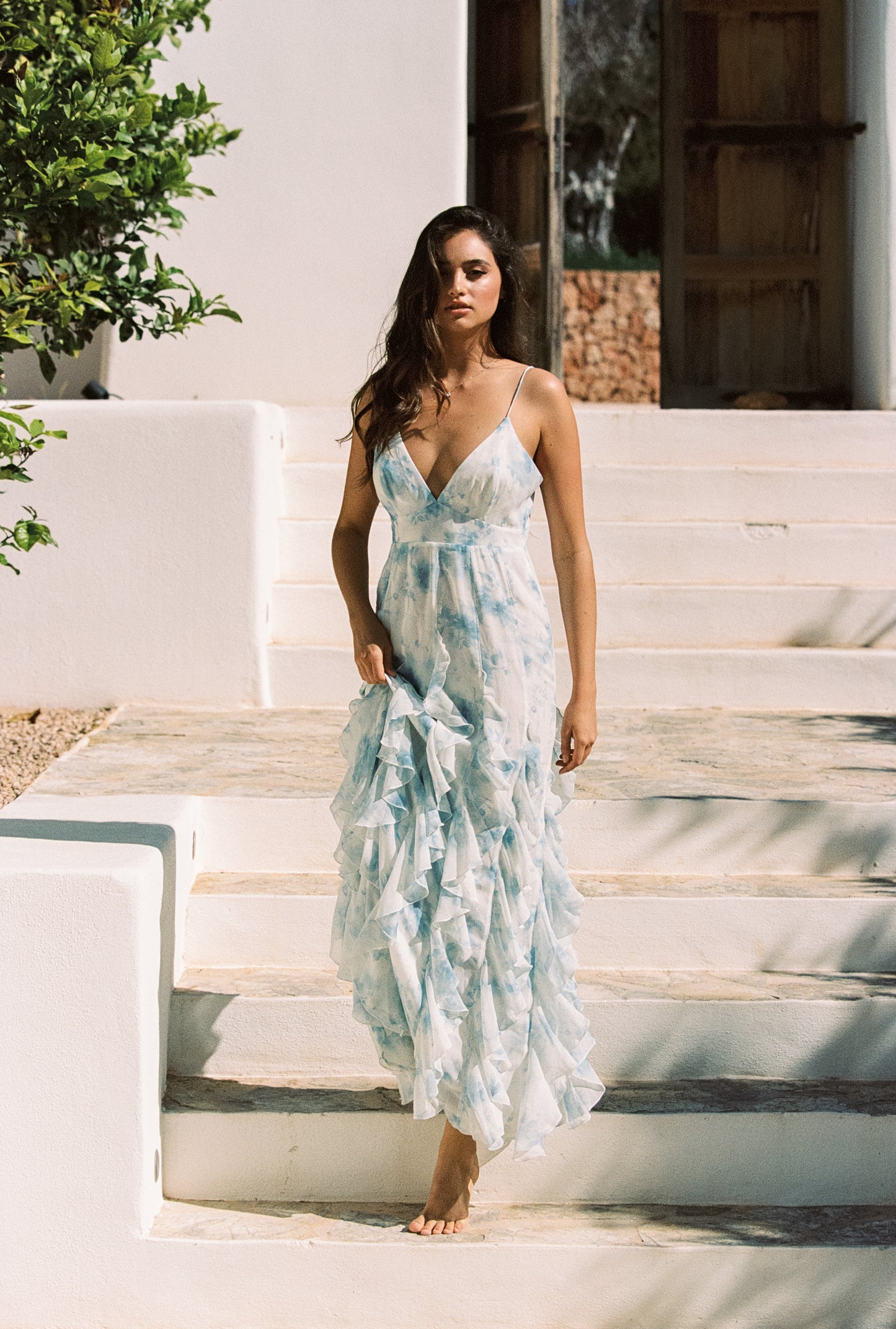 Aria Ruffle Dress - Dreamy Azure