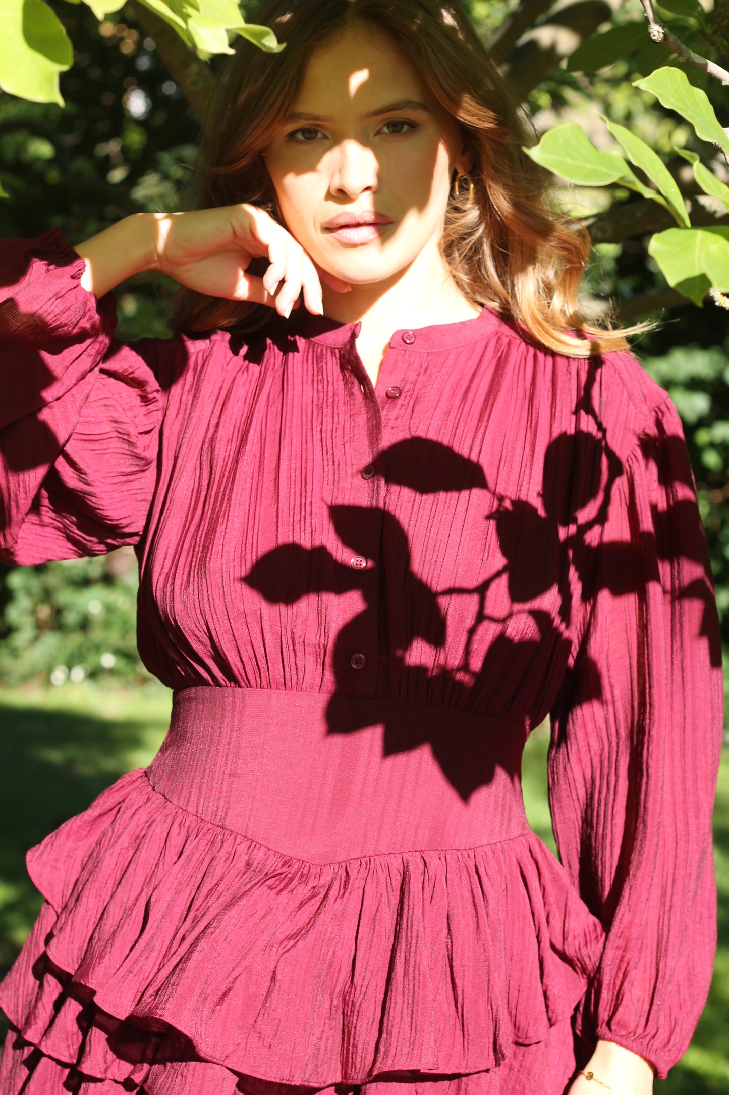 Alaya Mini Ruffle Dress - Mulberry