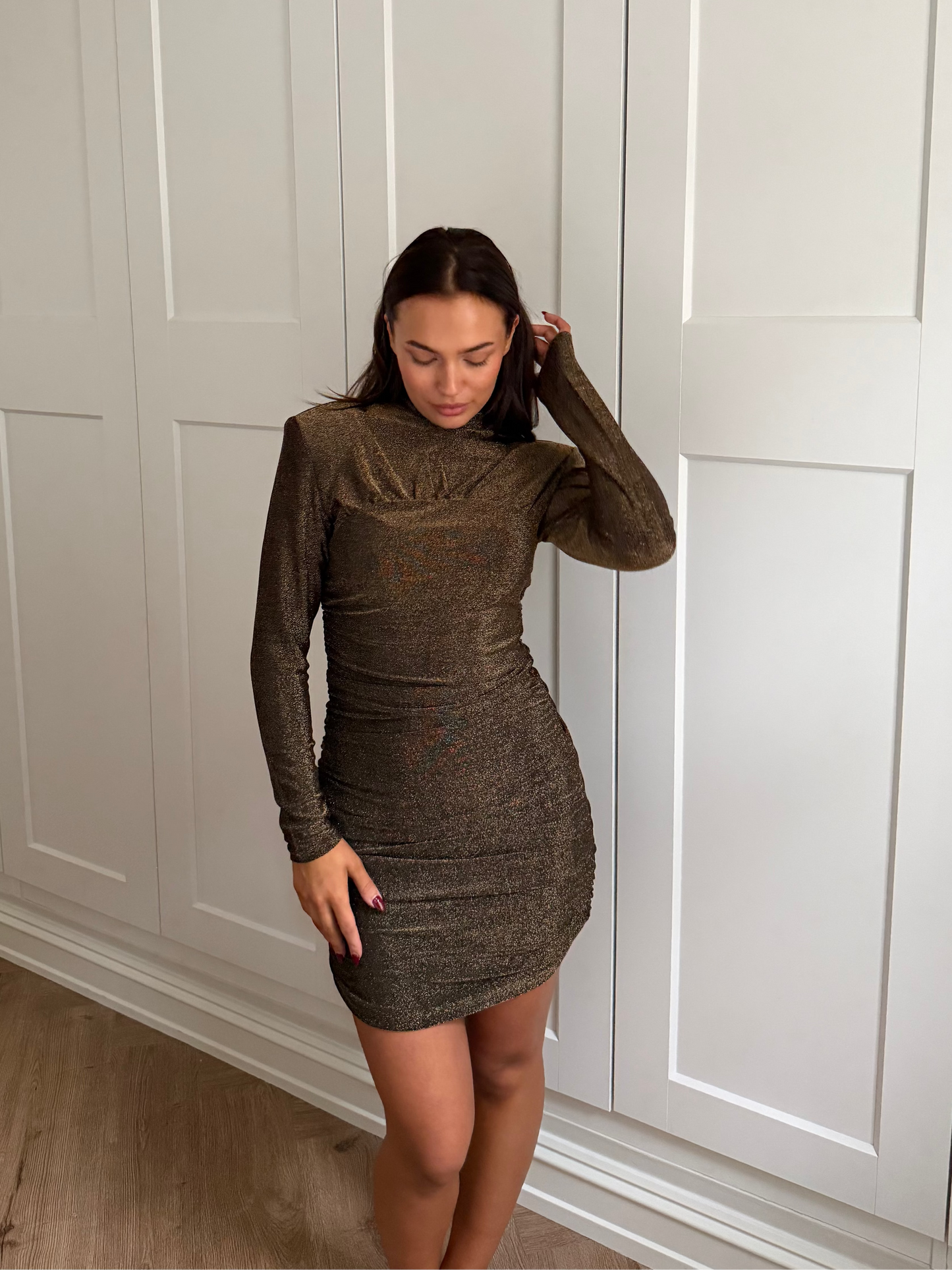 Anthea Bustier Mini Dress - Glittering Golden