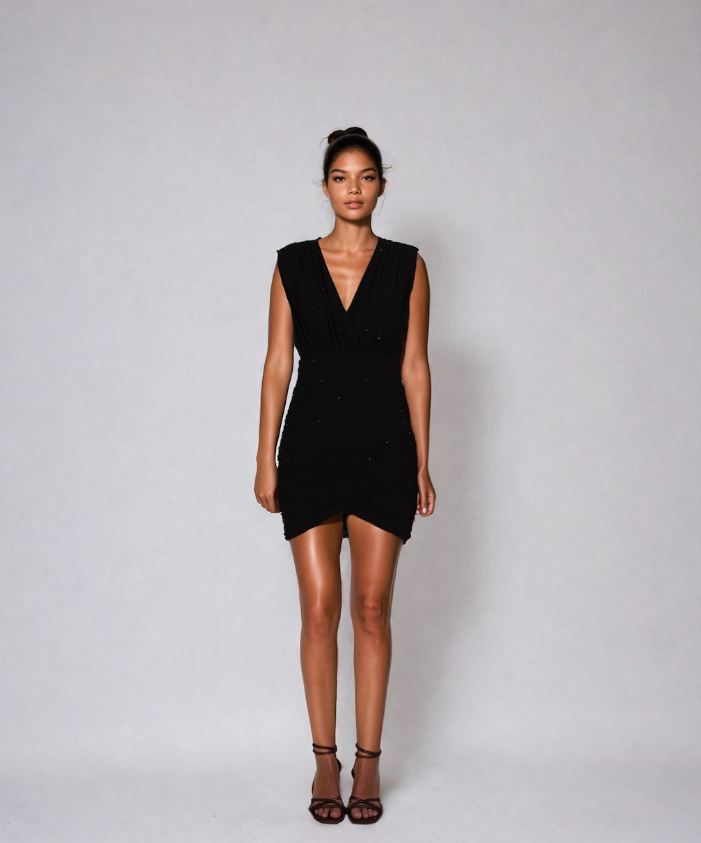 Zayla Creole Mini Dress - Grain Onyx