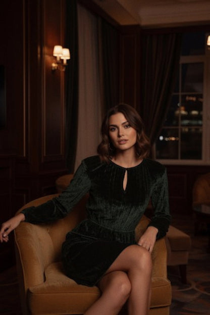 Nomie Velvet Mini Dress - Imperial Smaragd