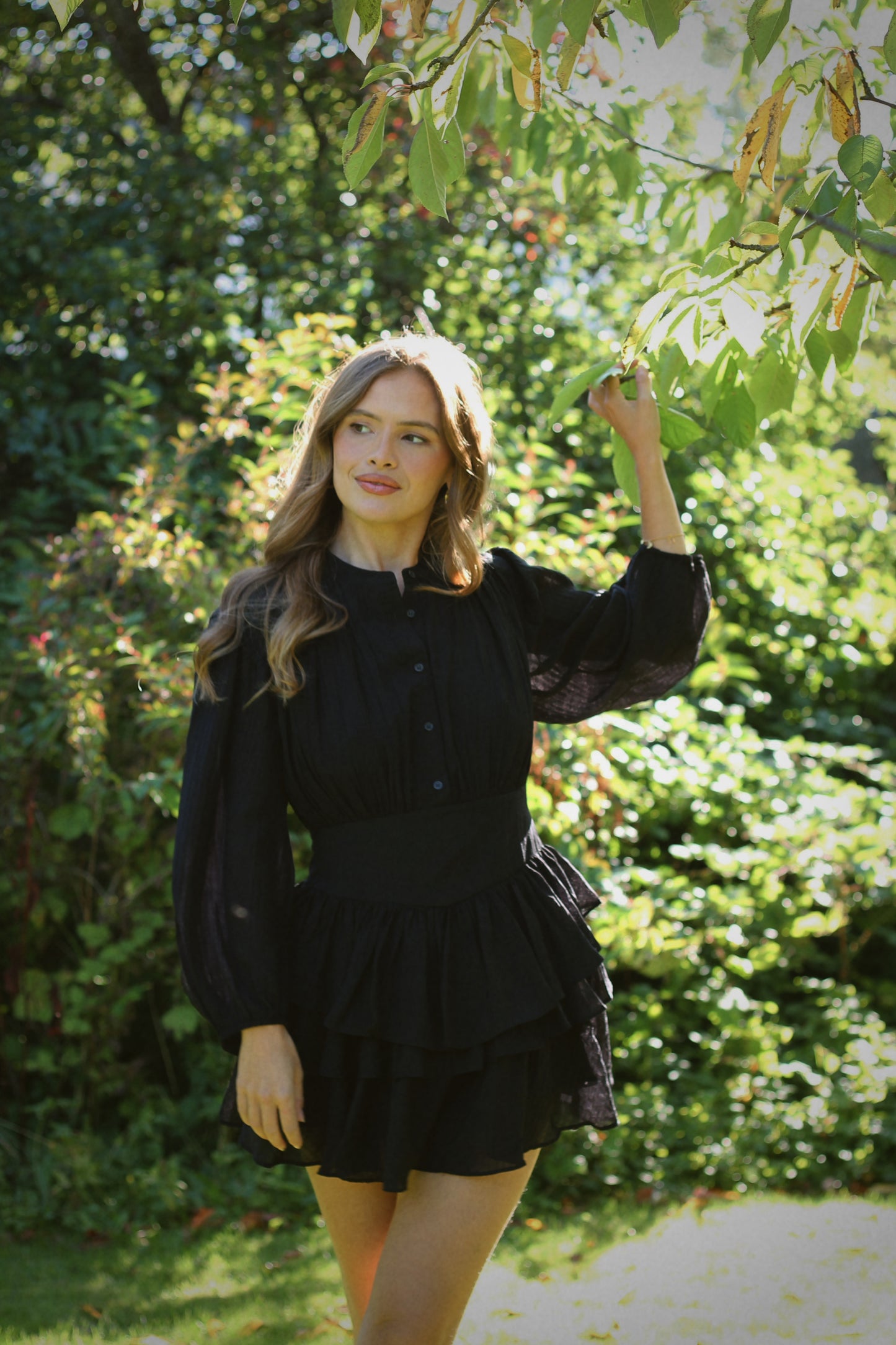 Alaya Mini Ruffle Dress - Onyx