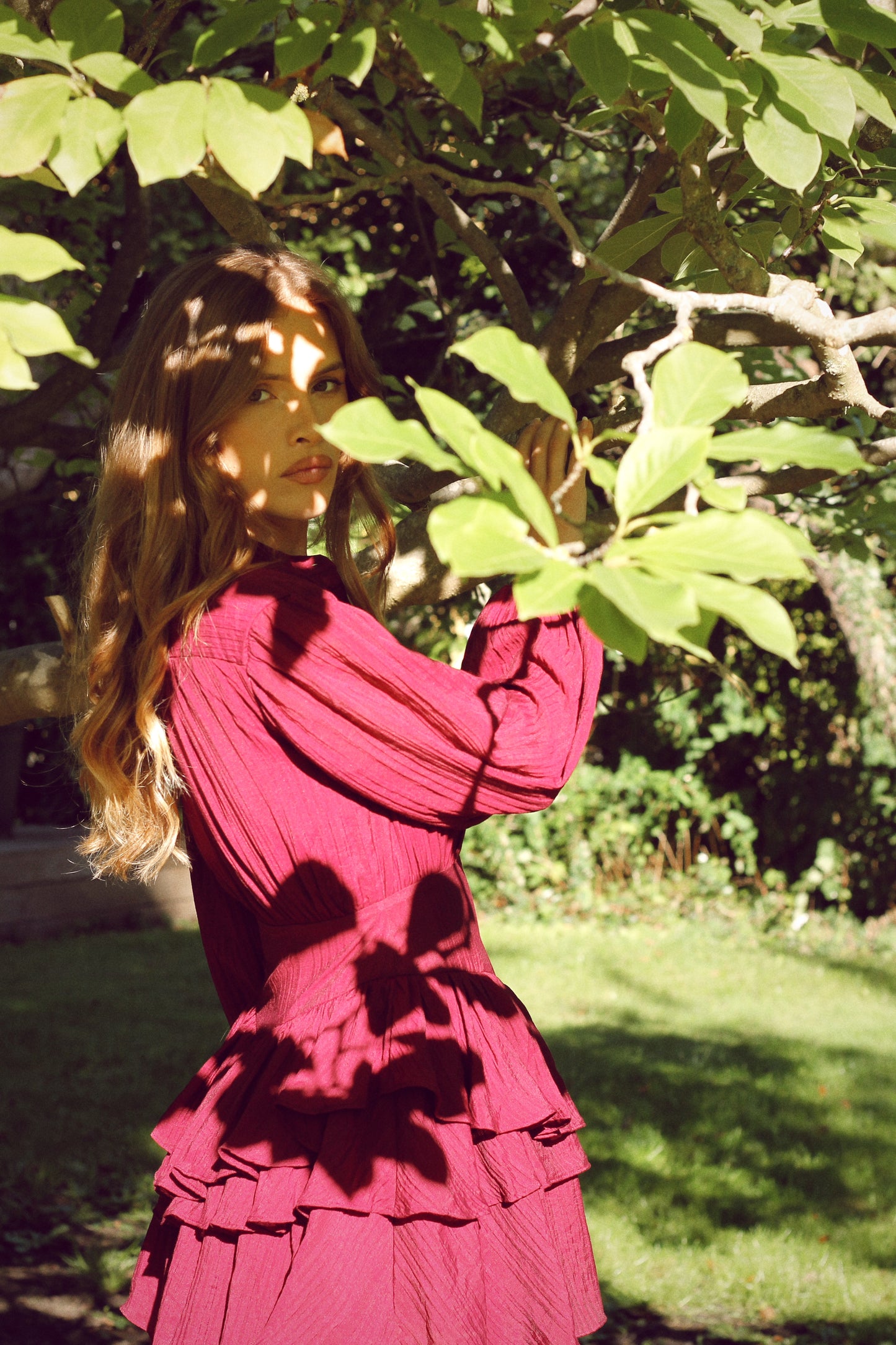 Alaya Mini Ruffle Dress - Mulberry