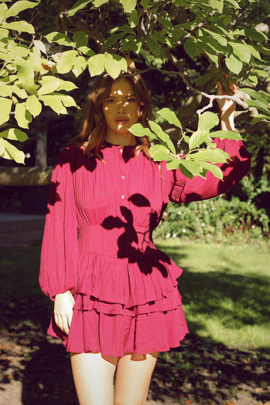 Alaya Mini Ruffle Dress - Mulberry