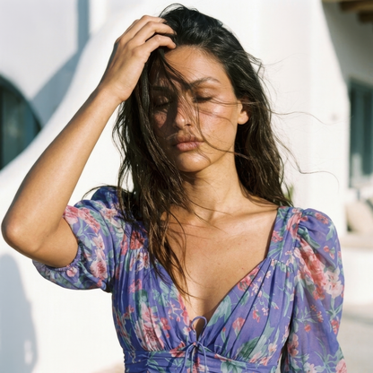 Isla Mini Dress - Violet Rosette