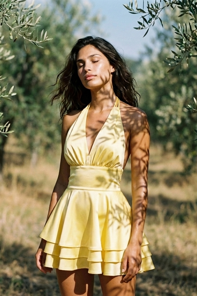 Nia Halter Mini Dress - Amber Lemony