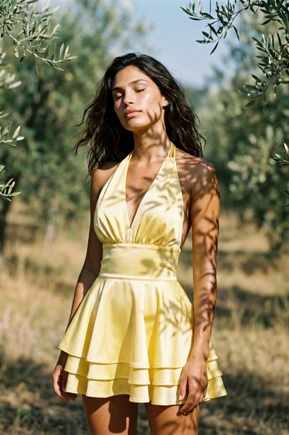 Nia Halter Mini Dress - Amber Lemony