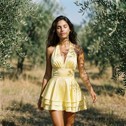 Nia Halter Mini Dress - Amber Lemony