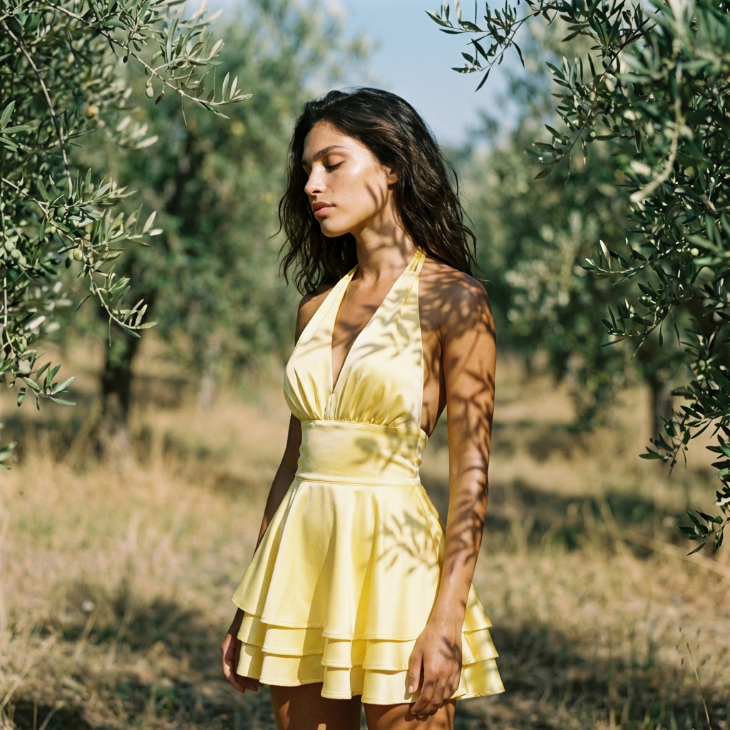 Nia Halter Mini Dress - Amber Lemony